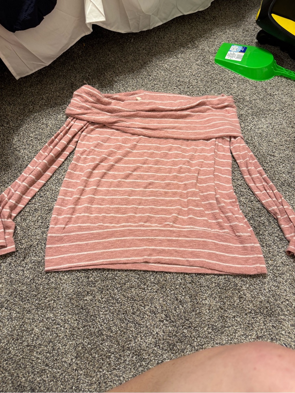 Fantastic Fawn Off-Shoulder Striped Top in Dusty Rose and White